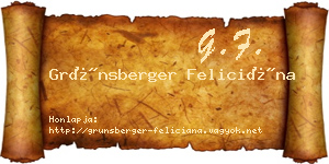 Grünsberger Feliciána névjegykártya